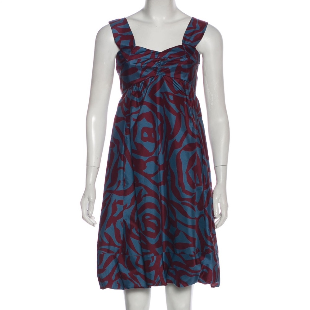 Marc Jacobs rose print blue maroon dress size 4